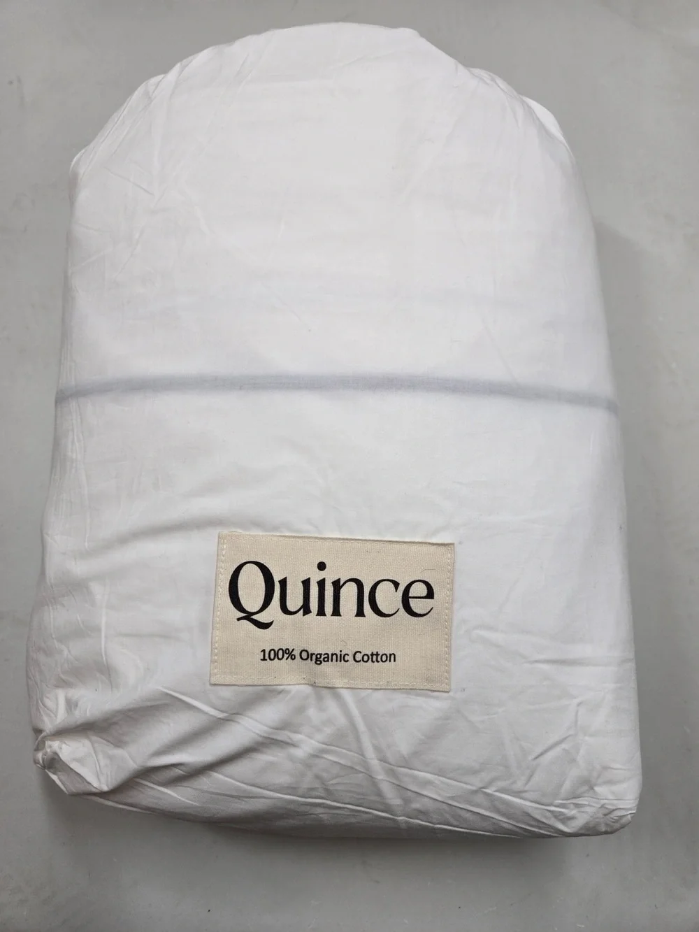 QUINCE Organic Percale Embroidered Border Duvet Cover King/C King Wht/Navy 8917